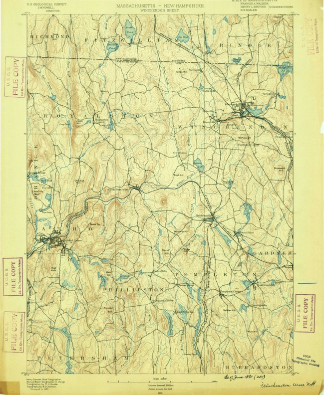 Winchendon, MANH (1890, 62500Scale) Map by United States Geological