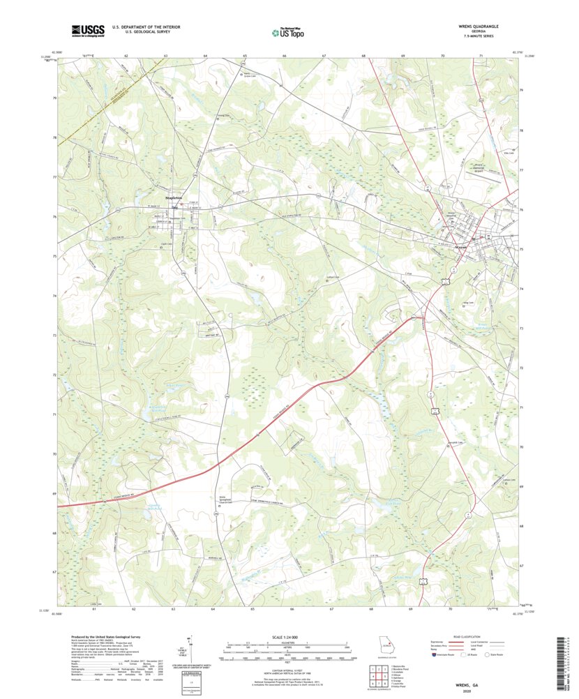Wrens, GA (2020, 24000Scale) Map by United States Geological Survey