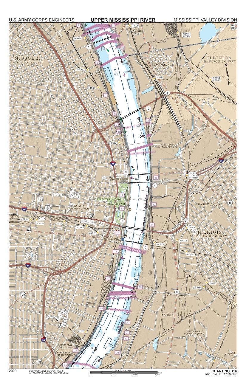 Upper Mississippi River Navigation Charts Map by US Army Corps of