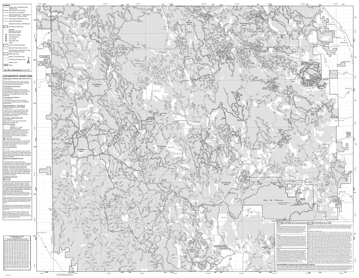 Black Hills NF - Mystic Ranger District - MVUM Map by US Forest Service ...