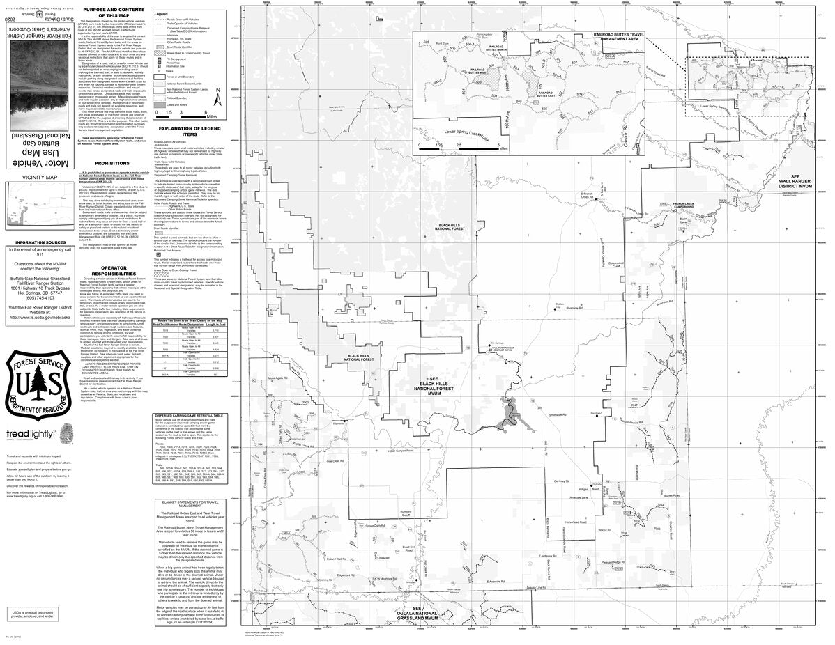 Buffalo Gap National Grassland - Fall River Ranger District - MVUM Map ...