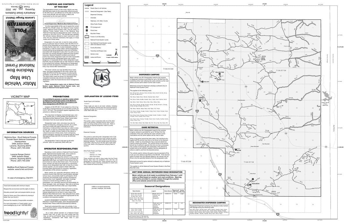 Medicine Bow NF - Pole Mountain - Laramie Ranger District - MVUM Map by ...