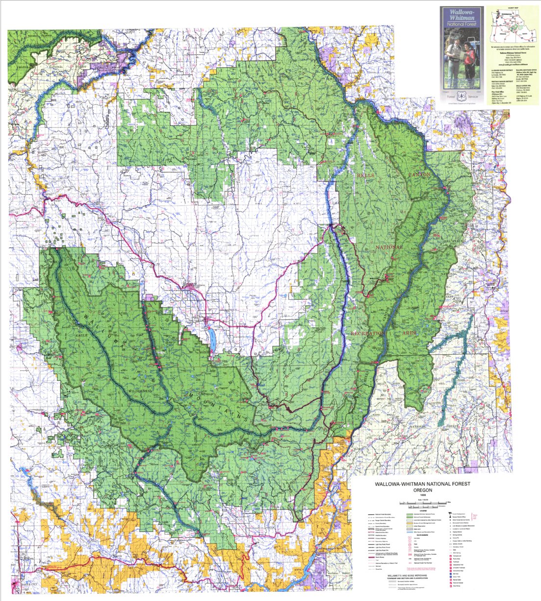 Wallowa Whitman National Forest Visitor Map North By Us Forest Service R6 Pacific Northwest 6604