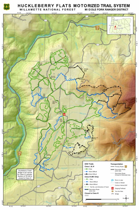 Willamette NF Huckleberry Flats Motorized Trail System Map By US Us Forest Service R6 Pacific Northwest Region Wa Or Willamette Nf Huckleberry Flats Motorized Trail System Digital Map 