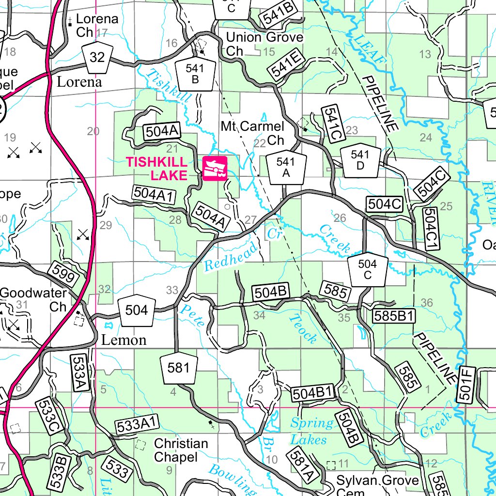 Bienville National Forest, Forest Visitor Map by US Forest Service R8