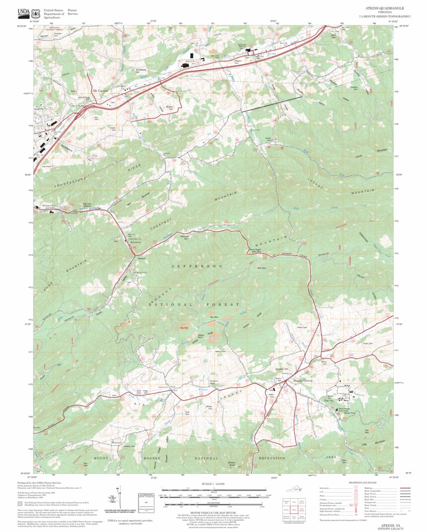Atkins, VA FSTopo Legacy Map by US Forest Service Topo Avenza Maps
