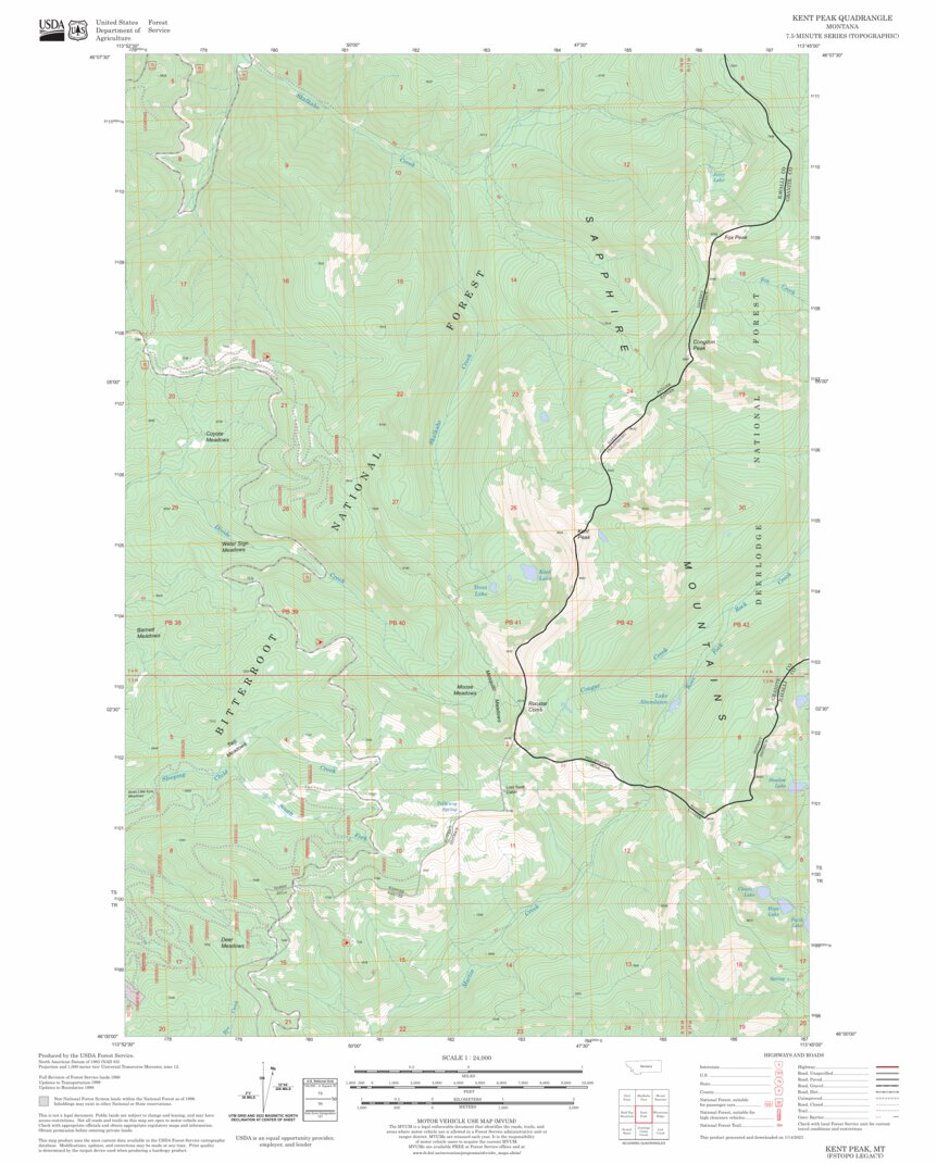 Kent Peak, MT FSTopo Legacy Map by US Forest Service - Topo | Avenza Maps