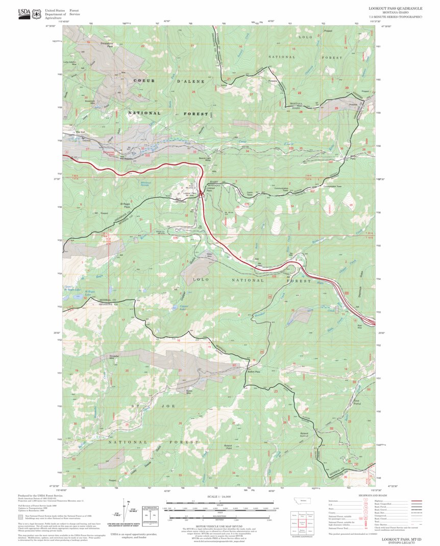 Lookout Pass, MT - ID FSTopo Legacy Map by US Forest Service - Topo ...