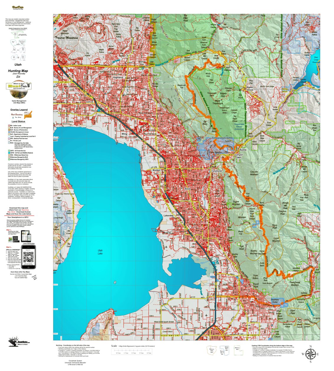 UT South Wasatch Front Extended Archery Area 106 Hybrid Elk Map by Utah