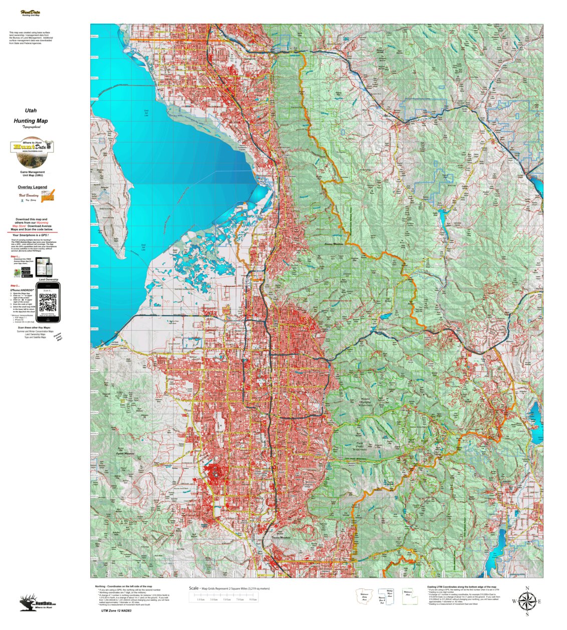 UT Wasatch Front Extended Archery Area 282 Topo Map by Utah HuntData