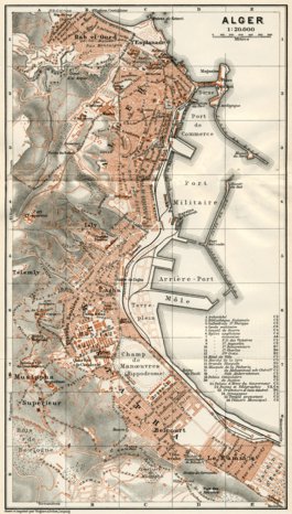 Waldin Algiers (al-Jazā’er) town plan, 1909 digital map
