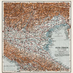 Waldin Alta Italia - North Italy map, 1908. Eastern part digital map