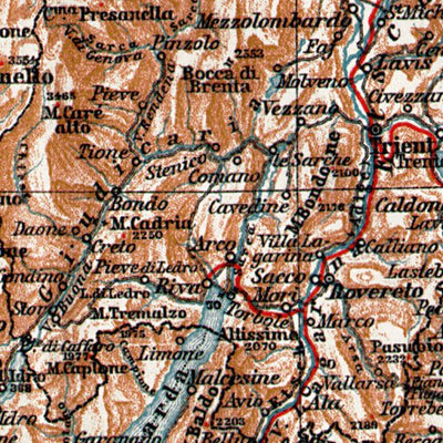 Waldin Alta Italia - North Italy map, 1908. Eastern part digital map