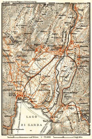 Waldin Arco, Riva and their environs map, 1911 digital map