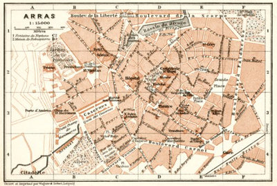 Waldin Arras city map, 1909 digital map