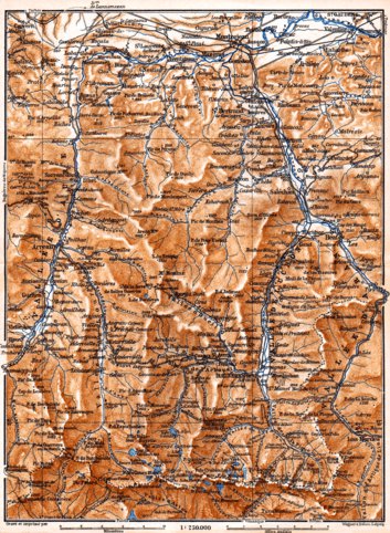Waldin Aure and Luchon River valleys´ map, 1885 digital map