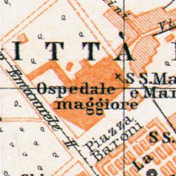 Waldin Bergamo city map, 1908 digital map