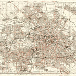 Waldin Berlin, city map with tramway and S-Bahn networks, 1906 digital map