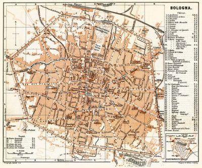 Waldin Bologna city map, 1898 digital map