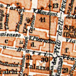 Waldin Bologna city map, 1898 digital map