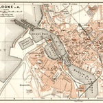 Waldin Boulogne-sur-Mer city map, 1909 digital map
