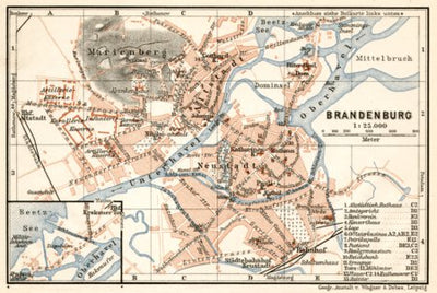 Waldin Brandenburg (an der Havel) city map, 1911 digital map