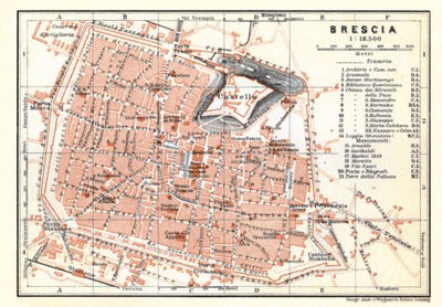 Waldin Brescia city map, 1908 digital map