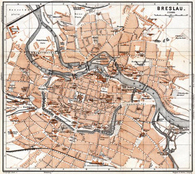 Waldin Breslau (Wrocław) city map, 1887 digital map
