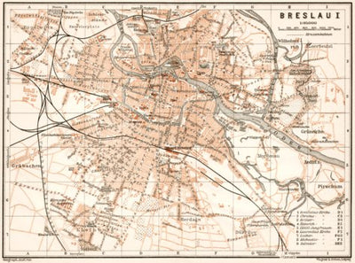 Waldin Breslau (Wrocław) city map, 1911 digital map