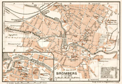 Waldin Bromberg (Bydgoszcz) city map, 1911 digital map