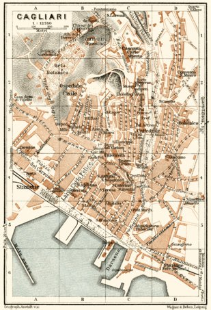 Waldin Cagliari city map, 1929 digital map