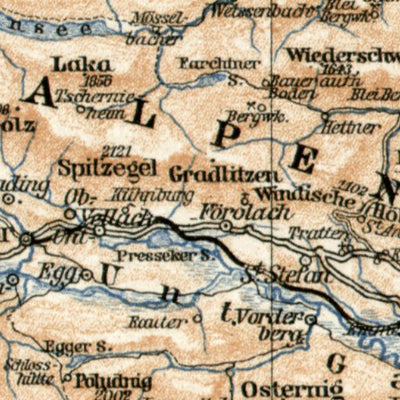 Waldin Carinthian Alps (Kärntner Alpen), 1906 digital map