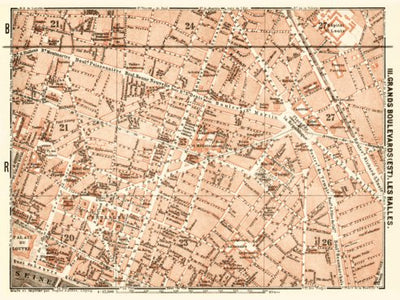 Waldin Central Paris districts map: Grands Boulevards and Les Halles, 1903 digital map