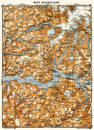 Waldin Central Sognefjord map, 1910 digital map