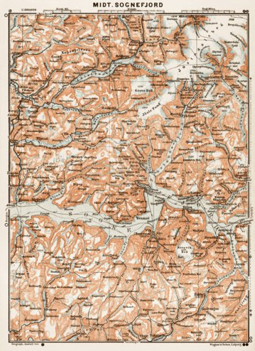 Waldin Central Sognefjord map, 1931 digital map