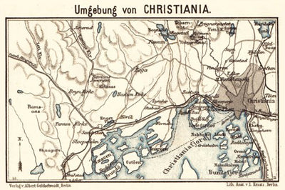 Waldin Christiania (Oslo) and environs map, 1913 digital map