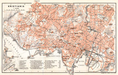 Waldin Christiania (Oslo) city map, 1911 digital map