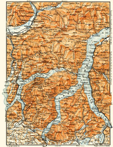 Waldin Como Lake and its environs map, 1908 digital map