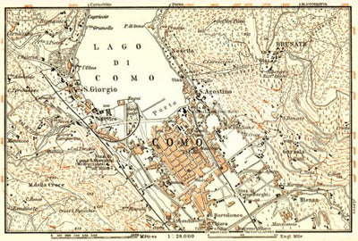 Waldin Como town and its environs map, 1897 digital map