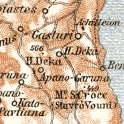 Waldin Corfu Isle map, 1912. With town plan of Corfu (Kerkyra) digital map