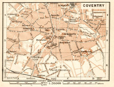 Waldin Coventry city map, 1906 digital map