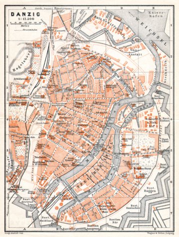 Waldin Danzig (Gdańsk) city map, 1906 digital map