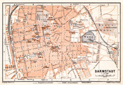 Waldin Darmstadt city map, 1906 digital map