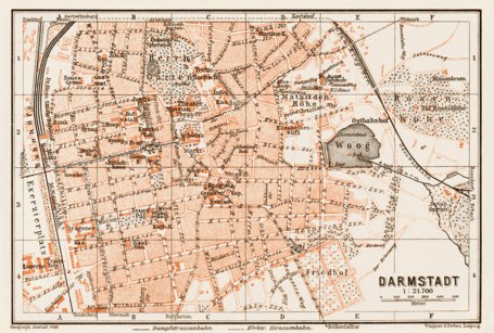 Darmstadt city Map, 1909 by Waldin  Avenza Maps