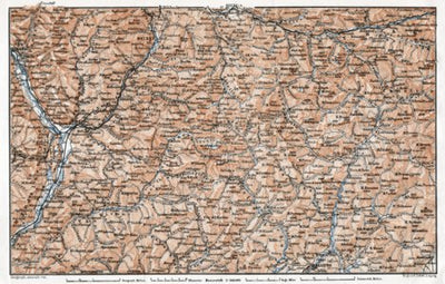 Waldin Dolomite Alps (Die Dolomiten) from Franzensfeste to Belluno district map, 1910 digital map