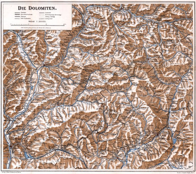 Waldin Dolomite Alps (Die Dolomiten). General map, 1911 digital map