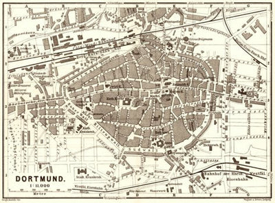 Waldin Dortmund city map, 1887 digital map