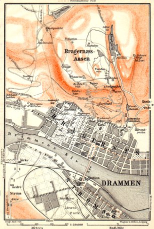 Waldin Drammen town plan, 1910 digital map