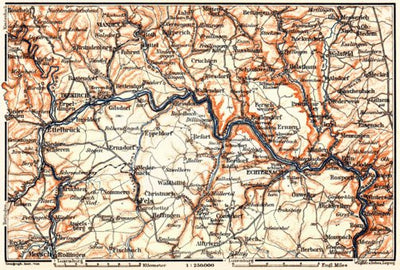Waldin Echternach to Ettelbrück district map, 1904 digital map