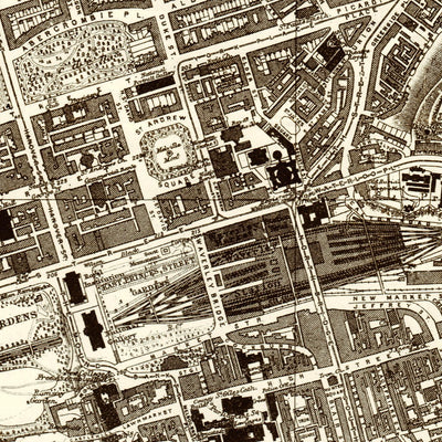 Waldin Edinburgh city map, central part, 1908 digital map
